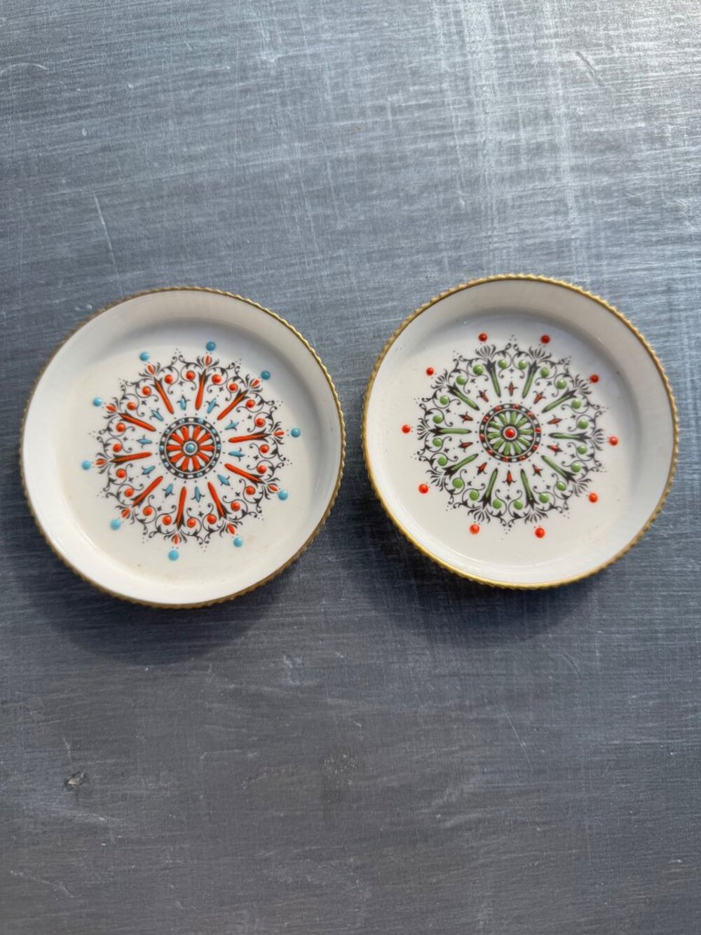 Royal Worcester Hand-Painted Fine Bone China Coasters Gilded Edge England G676